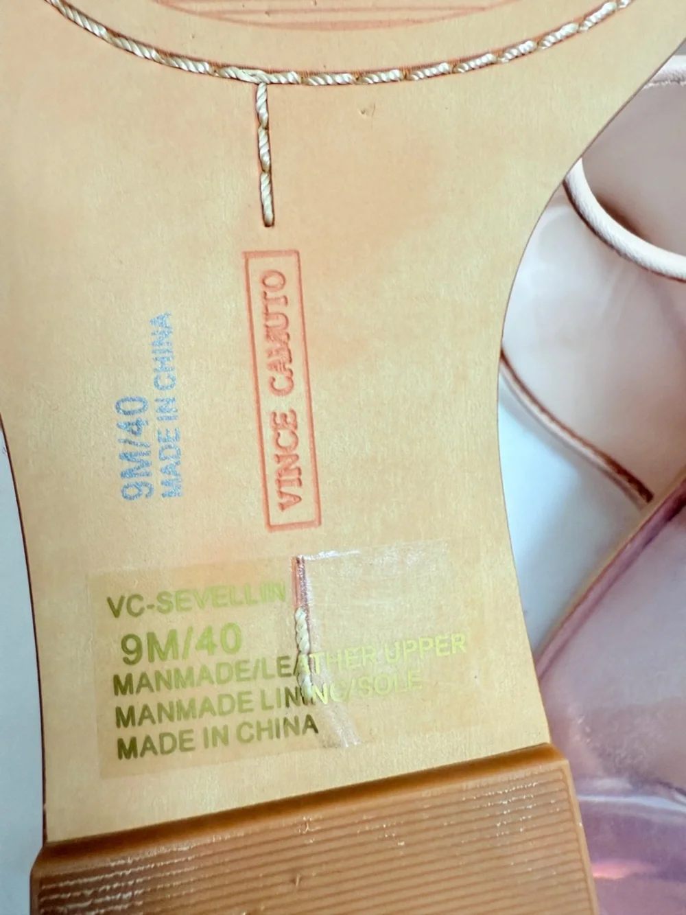 Vince Camuto Clear Pink Wedge Sandals Rhinestone Trim Size 9